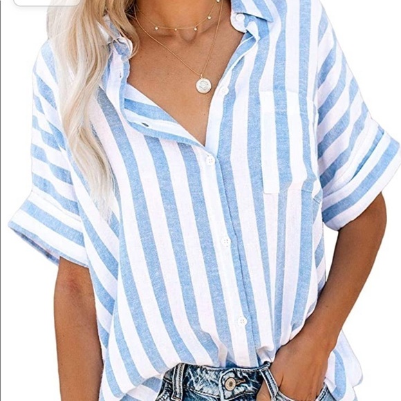 White with Blue stripe Nautical /Beach Top/Vacation Sz.XXL - Picture 1 of 7